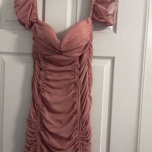 Windsor Dusty Pink Ruched Mini Dress